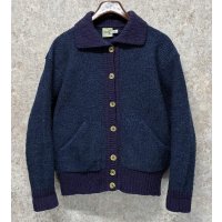 80's~【アイルランド製】 ビンテージ【L.L.Bean】LLビーン【青×紫】【カーディガン】レディース【サイズW-M】 