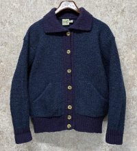 80's~【アイルランド製】 ビンテージ【L.L.Bean】LLビーン【青×紫】【カーディガン】レディース【サイズW-M】 