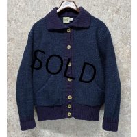 80's~【アイルランド製】 ビンテージ【L.L.Bean】LLビーン【青×紫】【カーディガン】レディース【サイズW-M】 
