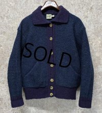 80's~【アイルランド製】 ビンテージ【L.L.Bean】LLビーン【青×紫】【カーディガン】レディース【サイズW-M】 