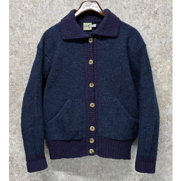 画像1: 80's~【アイルランド製】 ビンテージ【L.L.Bean】LLビーン【青×紫】【カーディガン】レディース【サイズW-M】 