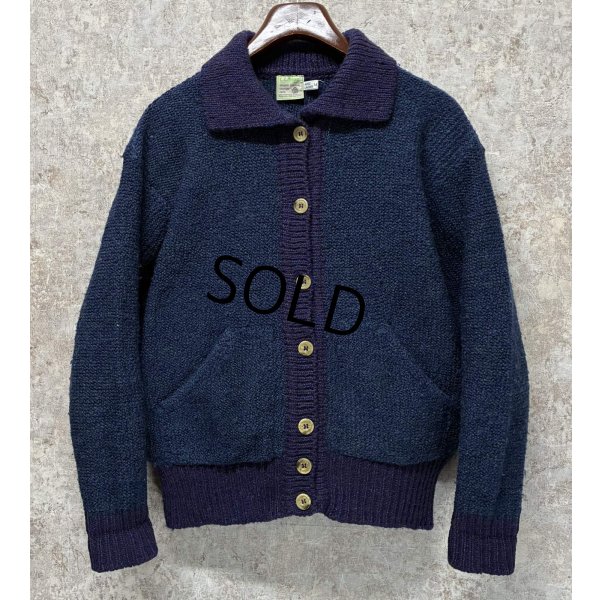 画像1: 80's~【アイルランド製】 ビンテージ【L.L.Bean】LLビーン【青×紫】【カーディガン】レディース【サイズW-M】 