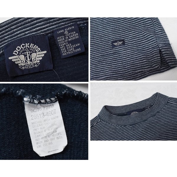 画像2: 【ビンテージ】【DOCKERS】ドッカーズ【リーバイス】【紺ｘグレー】ボーダー【モックネックロンＴ】【サイズＳ】 