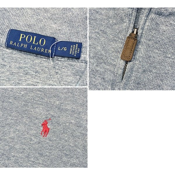 画像2: ビンテージ【ラルフローレン】POLO RALPH LAUREN【グレー】【無地】【ハーフジップ】【コットンセーター】【サイズL】  