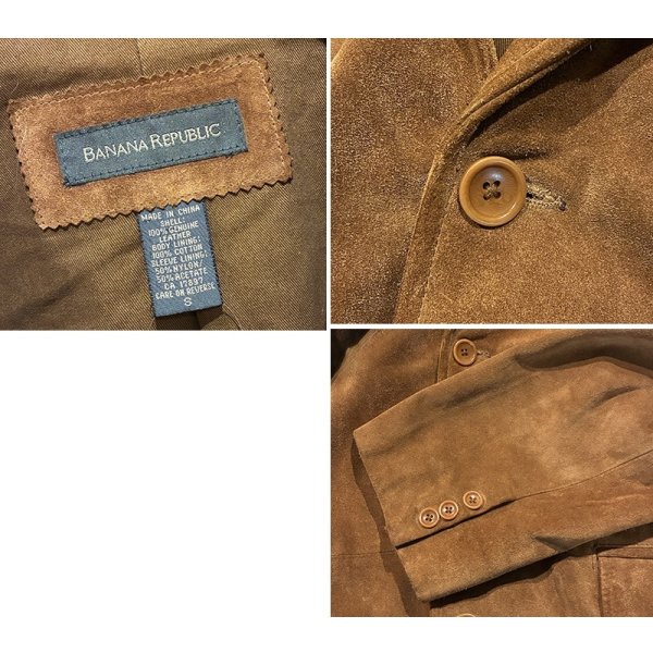 画像2: 90's【ビンテージ】【BANANA REPUBLIC】バナナリパブリック【ブラウン】スエード【スエードジャケット】テーラード【サイズS】 