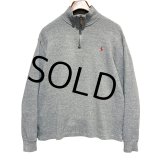 ビンテージ【ラルフローレン】POLO RALPH LAUREN【グレー】【無地】【ハーフジップ】【コットンセーター】【サイズL】  
