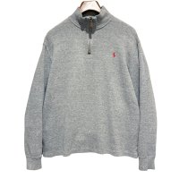 ビンテージ【ラルフローレン】POLO RALPH LAUREN【グレー】【無地】【ハーフジップ】【コットンセーター】【サイズL】  