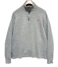 ビンテージ【ラルフローレン】POLO RALPH LAUREN【グレー】【無地】【ハーフジップ】【コットンセーター】【サイズL】  