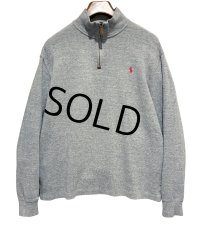 ビンテージ【ラルフローレン】POLO RALPH LAUREN【グレー】【無地】【ハーフジップ】【コットンセーター】【サイズL】  