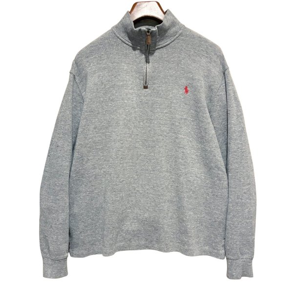 画像1: ビンテージ【ラルフローレン】POLO RALPH LAUREN【グレー】【無地】【ハーフジップ】【コットンセーター】【サイズL】  