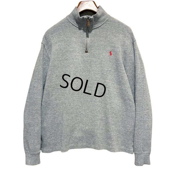 画像1: ビンテージ【ラルフローレン】POLO RALPH LAUREN【グレー】【無地】【ハーフジップ】【コットンセーター】【サイズL】  