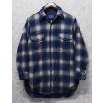 画像1: 程度良好!! 〜80's【USA製】【ビンテージ】【ペンドルトン】Pendleton【青ｘベージュ】【シャドーチェック】【ウールシャツ】【サイズＭ】<br> (1)