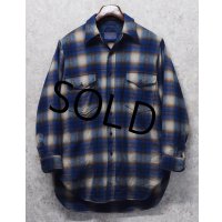 程度良好!! 〜80's【USA製】【ビンテージ】【ペンドルトン】Pendleton【青ｘベージュ】【シャドーチェック】【ウールシャツ】【サイズＭ】 