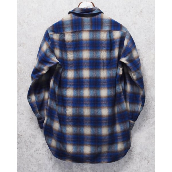 画像3: 程度良好!! 〜80's【USA製】【ビンテージ】【ペンドルトン】Pendleton【青ｘベージュ】【シャドーチェック】【ウールシャツ】【サイズＭ】 