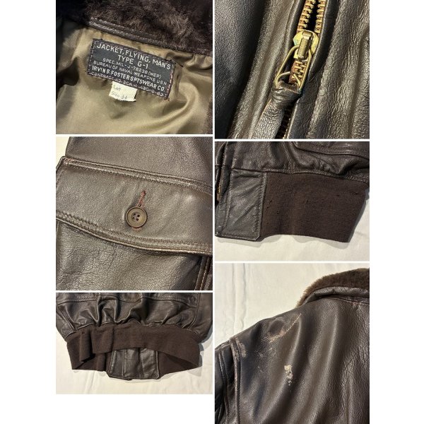 画像2: 60's【米軍実物】【ビンテージ】【U.S.NAVY】【G-1】7823B【IRVIN B. FOSTER SPORTSWEAR製】【フライトジャケット】【US44】 