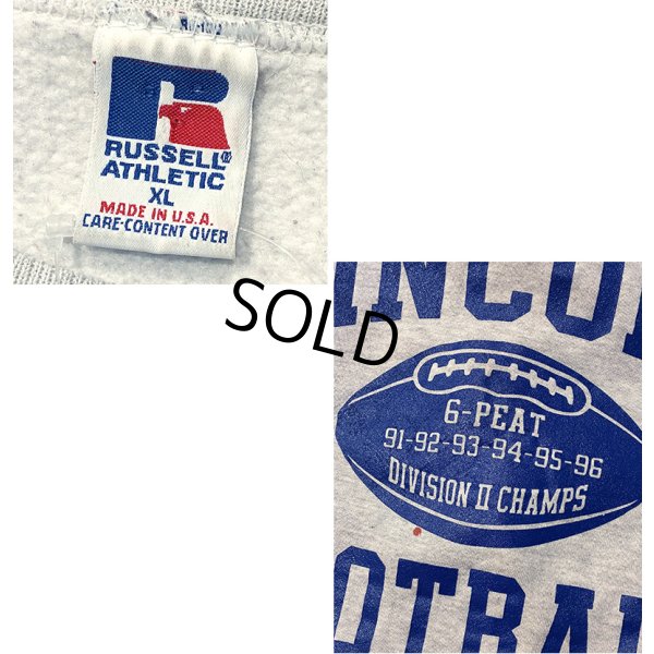 画像2: 90's【USA製】【ビンテージ】RUSSELL【ラッセル】LINCOLIN FOOTBALL グレー【スウェット】【サイズL】 