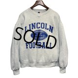 90's【USA製】【ビンテージ】RUSSELL【ラッセル】LINCOLIN FOOTBALL グレー【スウェット】【サイズL】 
