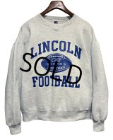90's【USA製】【ビンテージ】RUSSELL【ラッセル】LINCOLIN FOOTBALL グレー【スウェット】【サイズL】 