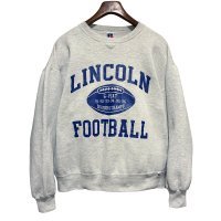 90's【USA製】【ビンテージ】RUSSELL【ラッセル】LINCOLIN FOOTBALL グレー【スウェット】【サイズL】 