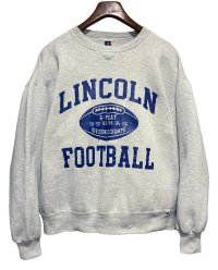 90's【USA製】【ビンテージ】RUSSELL【ラッセル】LINCOLIN FOOTBALL グレー【スウェット】【サイズL】 
