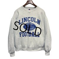 90's【USA製】【ビンテージ】RUSSELL【ラッセル】LINCOLIN FOOTBALL グレー【スウェット】【サイズL】 