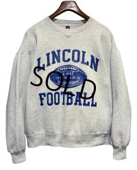 90's【USA製】【ビンテージ】RUSSELL【ラッセル】LINCOLIN FOOTBALL グレー【スウェット】【サイズL】 