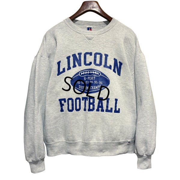 画像1: 90's【USA製】【ビンテージ】RUSSELL【ラッセル】LINCOLIN FOOTBALL グレー【スウェット】【サイズL】 