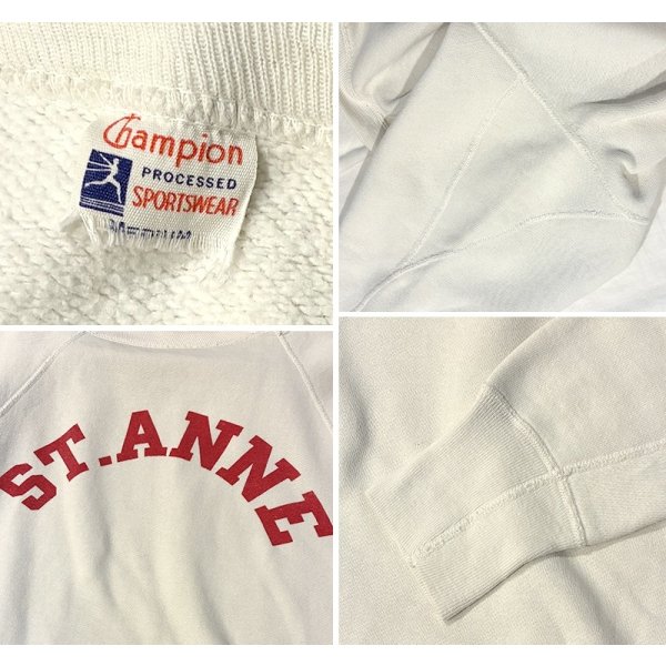 画像2: 50's【ビンテージ】【チャンピオン】小文字ランタグ【白】【ST.ANNE】【染み込みプリント】スウェット【サイズM】 