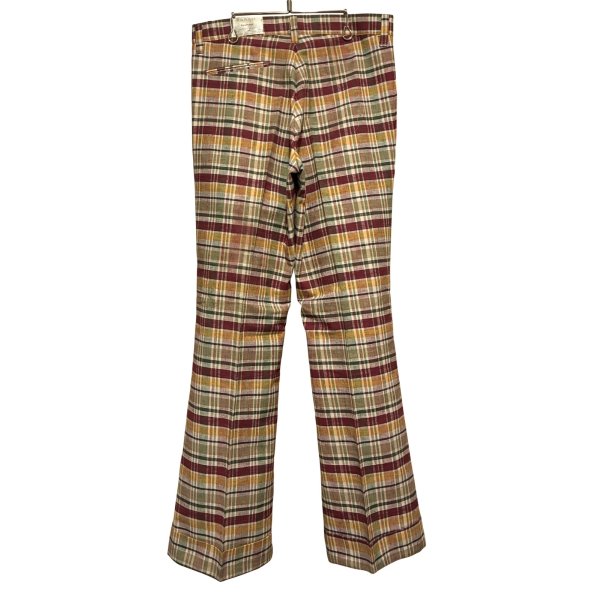 画像3: 70's〜【デッドストック】ビンテージ【USA製】【FRASH】【フラッシュ】【マドラスチェック】ブーツカット フレアパンツ【W33】 