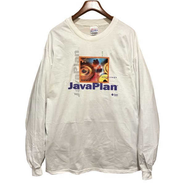 画像1: デッドストック【90's】【ビンテージ】【Hanes】ヘインズ【JAVAPLAN】白【ロンT】【サイズXL】 