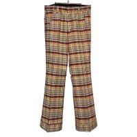 70's〜【デッドストック】ビンテージ【USA製】【FRASH】【フラッシュ】【マドラスチェック】ブーツカット フレアパンツ【W33】 