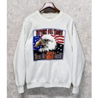 80's support~ 鷲 星条旗 白【スウェット】【サイズL】 