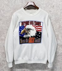 80's support~ 鷲 星条旗 白【スウェット】【サイズL】 
