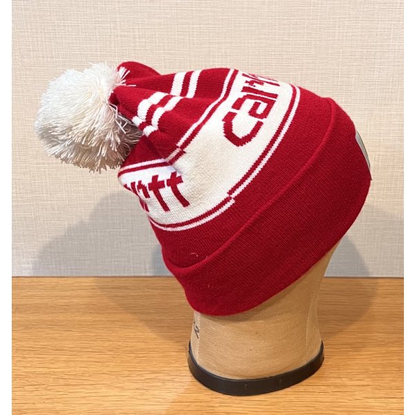 画像5: 【ビンテージ】【carhartt】【カーハート】【赤×白】【ロゴ入り】 【ニットキャップ】ポンポン付き 【ニット帽】  