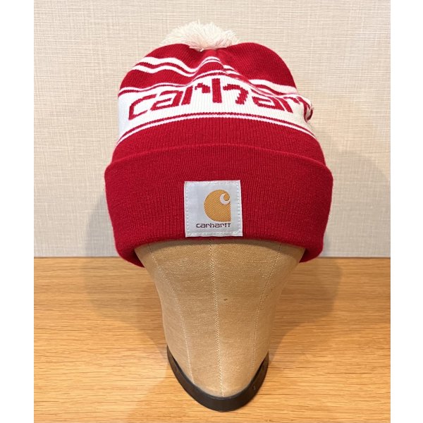 画像3: 【ビンテージ】【carhartt】【カーハート】【赤×白】【ロゴ入り】 【ニットキャップ】ポンポン付き 【ニット帽】  