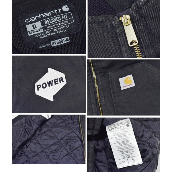 画像2: carhartt【カーハート】【中綿入り】ダック地【黒】ワッペン付き【ベスト】【サイズXL-R】 