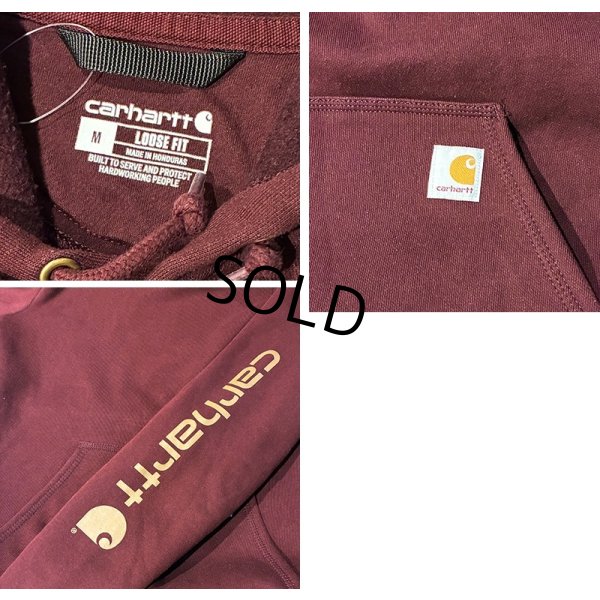 画像2: ビンテージ【carhartt】【カーハート】【RELAXED FIT】エンジ 袖プリント【パーカー】【サイズM】 
