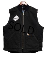 carhartt【カーハート】【中綿入り】ダック地【黒】ワッペン付き【ベスト】【サイズXL-R】 