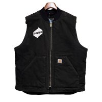 carhartt【カーハート】【中綿入り】ダック地【黒】ワッペン付き【ベスト】【サイズXL-R】 