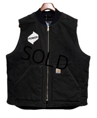carhartt【カーハート】【中綿入り】ダック地【黒】ワッペン付き【ベスト】【サイズXL-R】 