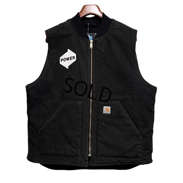 画像1: carhartt【カーハート】【中綿入り】ダック地【黒】ワッペン付き【ベスト】【サイズXL-R】 