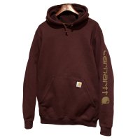 ビンテージ【carhartt】【カーハート】【RELAXED FIT】エンジ 袖プリント【パーカー】【サイズM】 