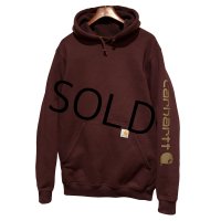 ビンテージ【carhartt】【カーハート】【RELAXED FIT】エンジ 袖プリント【パーカー】【サイズM】 