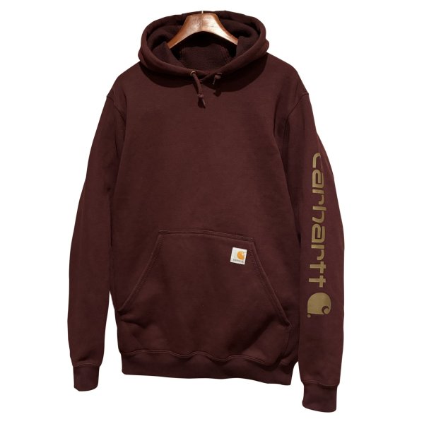 画像1: ビンテージ【carhartt】【カーハート】【RELAXED FIT】エンジ 袖プリント【パーカー】【サイズM】 