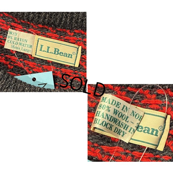 画像2: 80’s ノルウェー製【L.L.Bean】【ＬＬビーン】【バーズアイ】【チャコール×赤】【ウールニットセーター】【サイズＬ】 