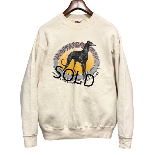 画像1: ビンテージ【FRUIT OF THE LOOM】【フルーツオブザルーム】グレイハウンド【犬】【クリーム色】【スウェット】【サイズＸＬ】 