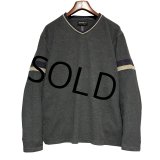 90's~【ビンテージ】【エディーバウアー】【Eddie Bauer】【チャコール】Vネック【フリースカットソー】ロンT【サイズL】 