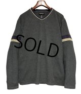90's~【ビンテージ】【エディーバウアー】【Eddie Bauer】【チャコール】Vネック【フリースカットソー】ロンT【サイズL】 