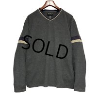 90's~【ビンテージ】【エディーバウアー】【Eddie Bauer】【チャコール】Vネック【フリースカットソー】ロンT【サイズL】 