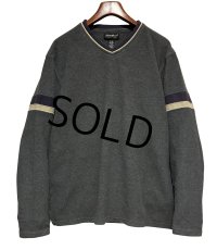 90's~【ビンテージ】【エディーバウアー】【Eddie Bauer】【チャコール】Vネック【フリースカットソー】ロンT【サイズL】 